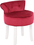 vanity stool makeup bench Vanity Benches Chair Padded Lounge Makeup Stool Fan Back Dressing Chair Piano Stool Cushioned Stool With Solid Wood Legs, Sitting 44cm / 17.32 Inch ( Color : Red White Leg )