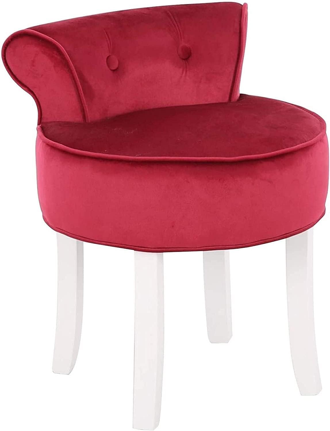 vanity stool makeup bench Vanity Benches Chair Padded Lounge Makeup Stool Fan Back Dressing Chair Piano Stool Cushioned Stool With Solid Wood Legs, Sitting 44cm / 17.32 Inch ( Color : Red White Leg )