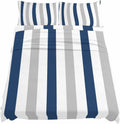 Navy Blue Striped King Sheet Set 4 Piece Bedding - Geometric Grey White Vertical Stripes Breathable Comfy Cooling Bed Sheets & Pillowcase Sets,Hotel Luxury Flat Sheets Deep Pockets Fitted Sheet