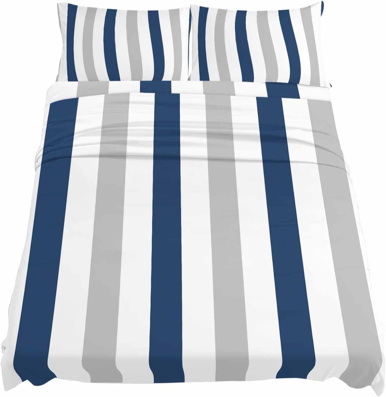 Navy Blue Striped King Sheet Set 4 Piece Bedding - Geometric Grey White Vertical Stripes Breathable Comfy Cooling Bed Sheets & Pillowcase Sets,Hotel Luxury Flat Sheets Deep Pockets Fitted Sheet