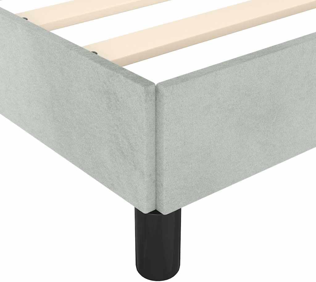 Light Gray Velvet Twin Bed Frame with Plywood and Engineered Wood Construction, Breathable Fabric for Enhanced Air Circulation, Sturdy Build and Customizable Headboard-Free