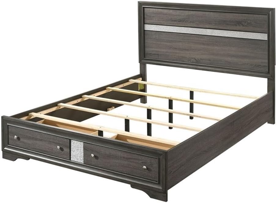 Furniture of America FOA Laren Contemporary 3-Piece Gray Wood Bedroom Set - King + 2 Nightstands