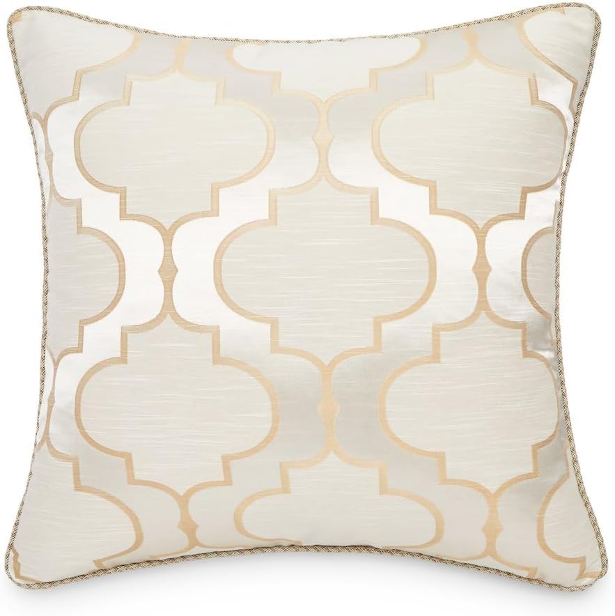 Michael Amini Westlyn Beige 4-Piece King Comforter Set with 100% Polyester Jacquard and Cotton Blend Back, Soft Lightweight Bedding for All-Season Comfort and Stylish Bedroom Decor