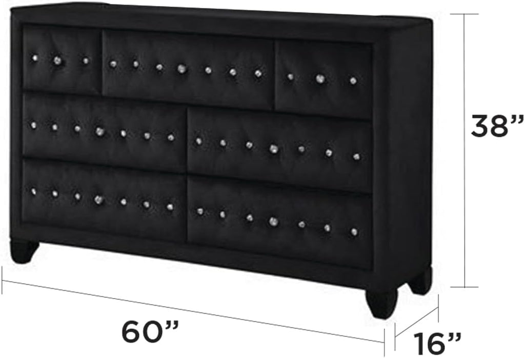 GOWE Encore Modern Style Tufted and Upholstered King 4PC Bedroom Set Made with Wood in Black(NJ Inventory)