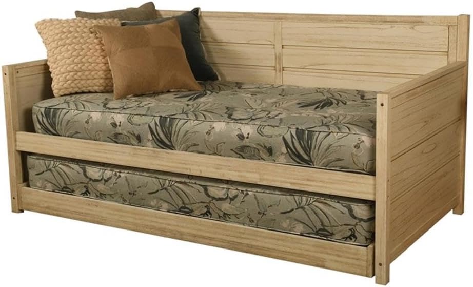 Kodiak Furniture Marisa Wood Daybed w/Trundle in Weathered White w/Mattresses