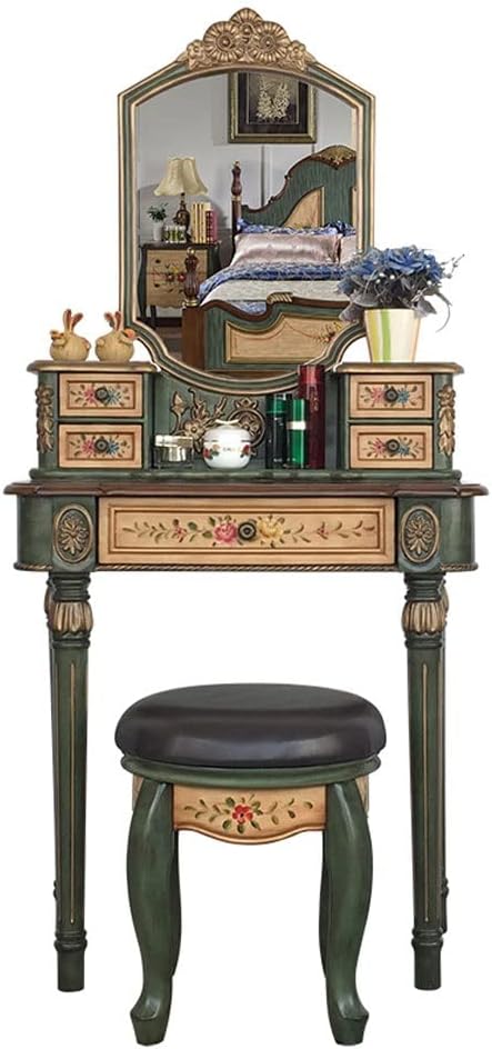 Vanity Benches Vanity Desk Set Wooden Dresser Ladies Dresser Dresser with Drawers and Stools Bedroom Small Apartment Dresser (Color : B)