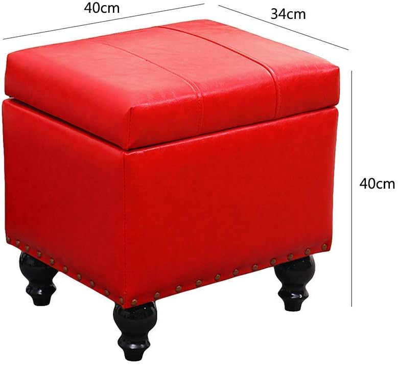BTZHY Vanity Chair,Cube Faux Leather Storage Ottoman Foot Stool Pouf Bench Seat,Toy Box with Hinge Top Organizer Box Pouf Chest-b 40x34x40cm