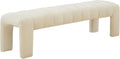 SAFAVIEH Couture Collection Bellisima Cream Velvet Channel Tufted Bench (Fully Assembled)