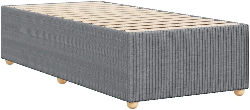 Light Gray Twin Bed Frame with Polyester Upholstery and Plywood Construction, Durable Engineered Wood Structure for Bedroom, Space-Saving Design with Sturdy Slats Support,