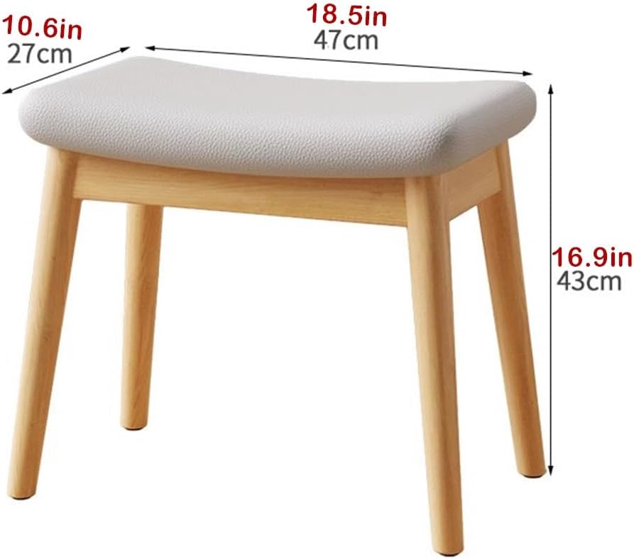 BTZHY Vanity Chair,Solid Wood Dressing Table Stool for Girls Bedroom Makeup Chair with Shoe Bench Entryway Kitchen Chairs for Living Room Study Room and Office Dark Brown