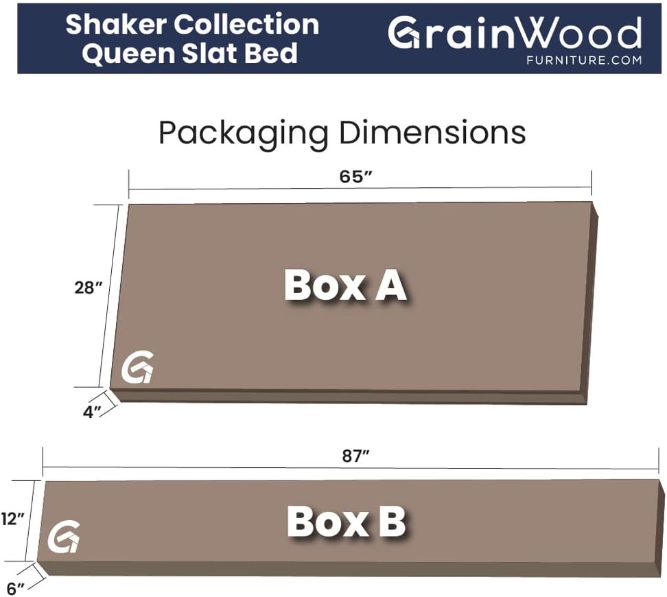 Grain Wood Furniture Shaker Solid Wood Slat Bed (Cherry, Queen)