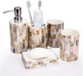 Vanity Bathroom Decor, European Bathroom Accessories Set Shell Resin Bath Supplies Soap Dispenser Toothbrush Cup Holder Housewarming Gift(5pcs)