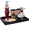 Vanity Bathroom Decor, Resin Bathroom Accessory Set Toothbrush Holder,Tumbler,Soap Dish,Soap Dispenser, Bathroom Set Housewarming Gift(6pcs)