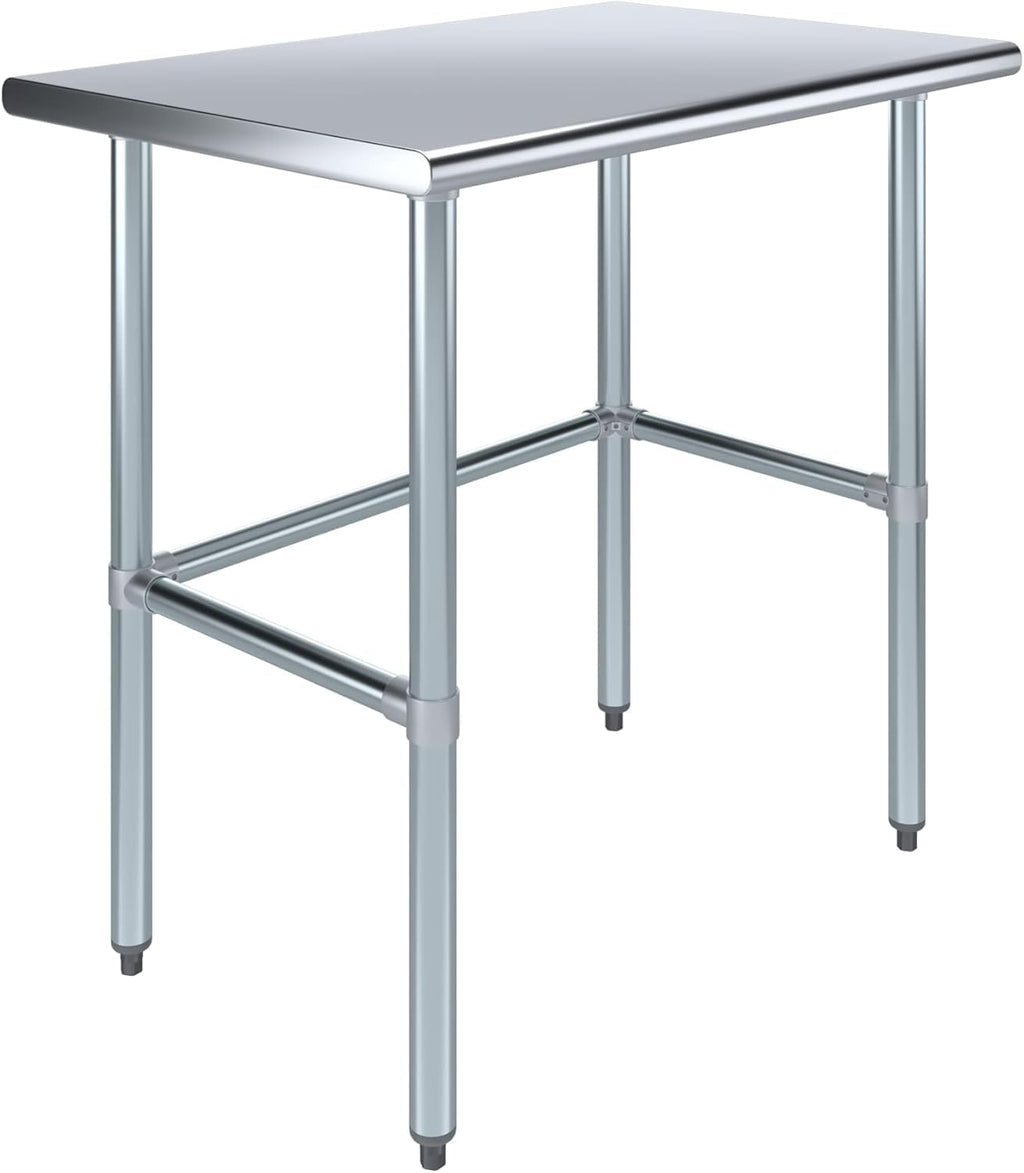 24' x 36' Open Base Stainless Steel Work Table – NSF Certified Compact Commercial Utility Table with Galvanized Legs for Kitchens, Labs & Food Trucks
