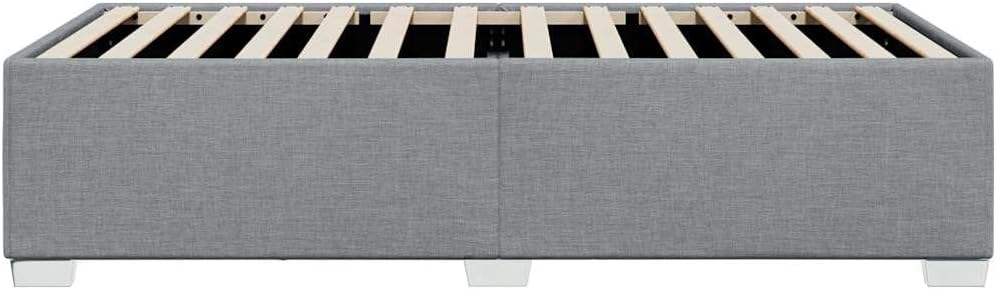 Light Grey Twin XL Bed Frame with Breathable Polyester Fabric and Sturdy Plywood Engineered Wood Construction, 6 Legs for Enhanced Stability and Modern Design