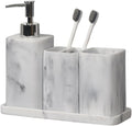 Beautiful Resin Bathroom Accessory Sets, 4 Pieces Accessories Complete Set Vanity Countertop, Includes Lotion Dispenser, Mouthwash Cup, Toothbrush Holder and Tray Bathroom Decor(White,Large)