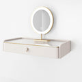 Simple Vanity Desk, Floating Vanity Makeup Table, with Drawers, Wall Mounted Makeup Vanity, Floating Desk, Simple Floating Corner Desk, Dressing Table for Small Spaces(White+Mirror,50cm)