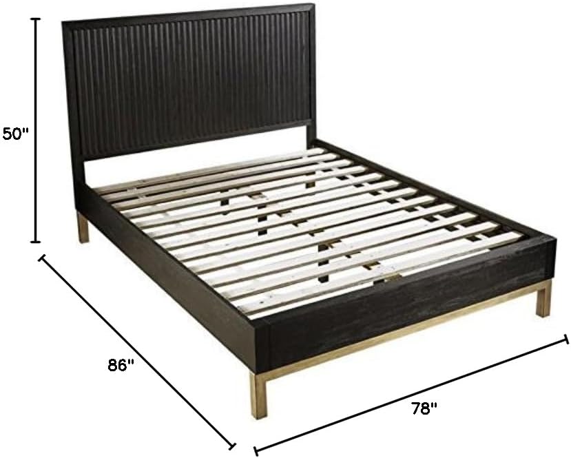Modus Furniture Solid Wood Platform Bed, King, Kentfield - Black Drifted Oak
