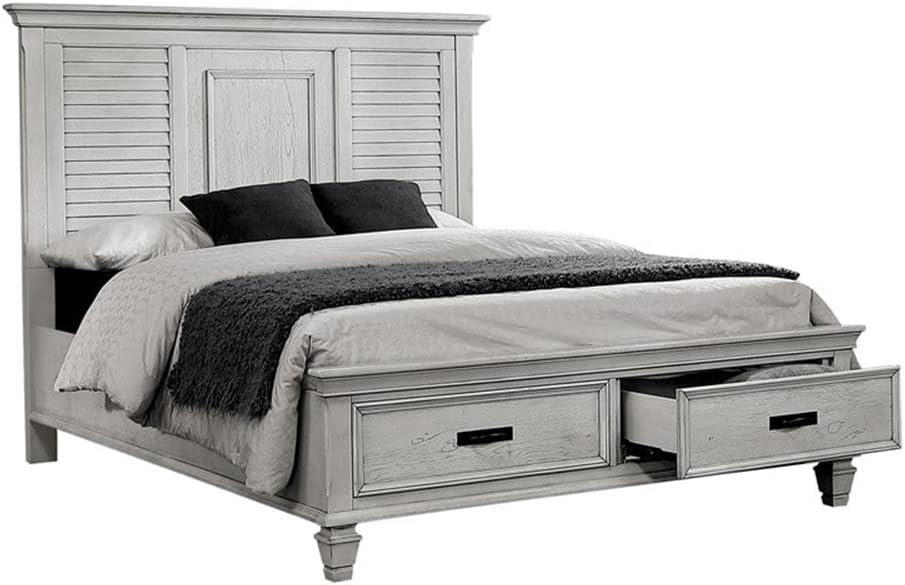 Coaster Franco California King Bed 4-Piece Set, Distressed White