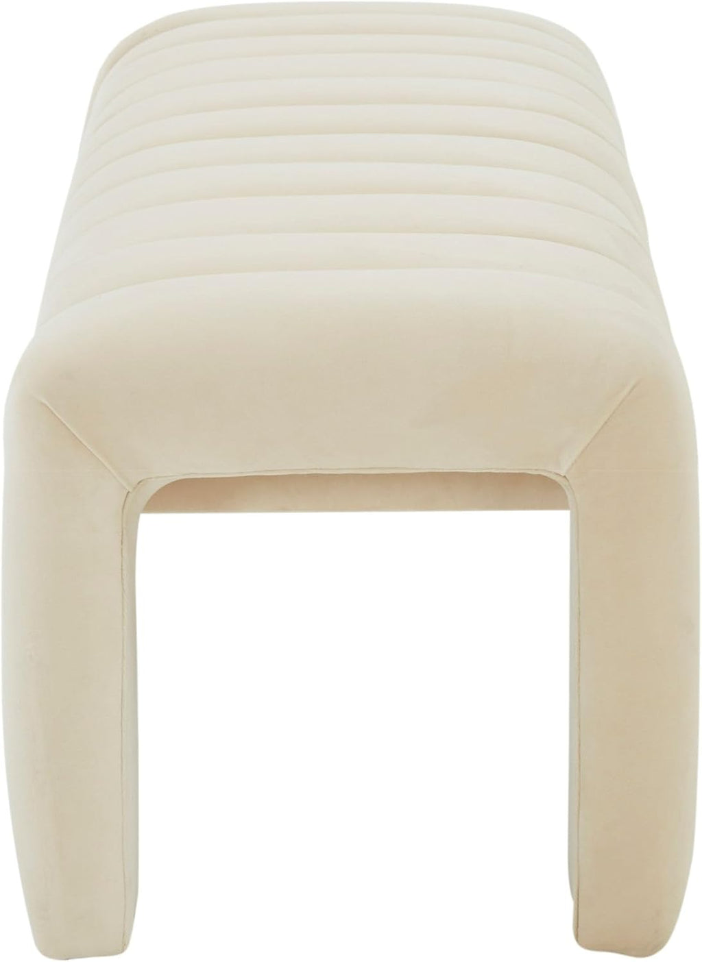 SAFAVIEH Couture Collection Bellisima Cream Velvet Channel Tufted Bench (Fully Assembled)