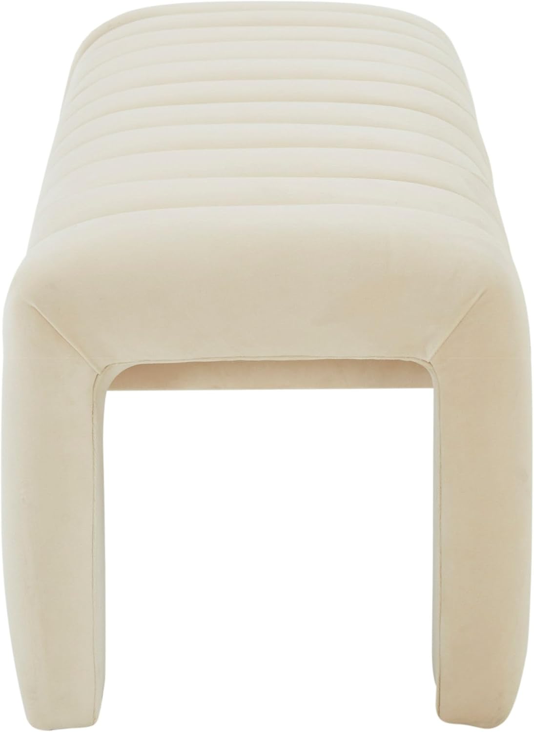 SAFAVIEH Couture Collection Bellisima Cream Velvet Channel Tufted Bench (Fully Assembled)