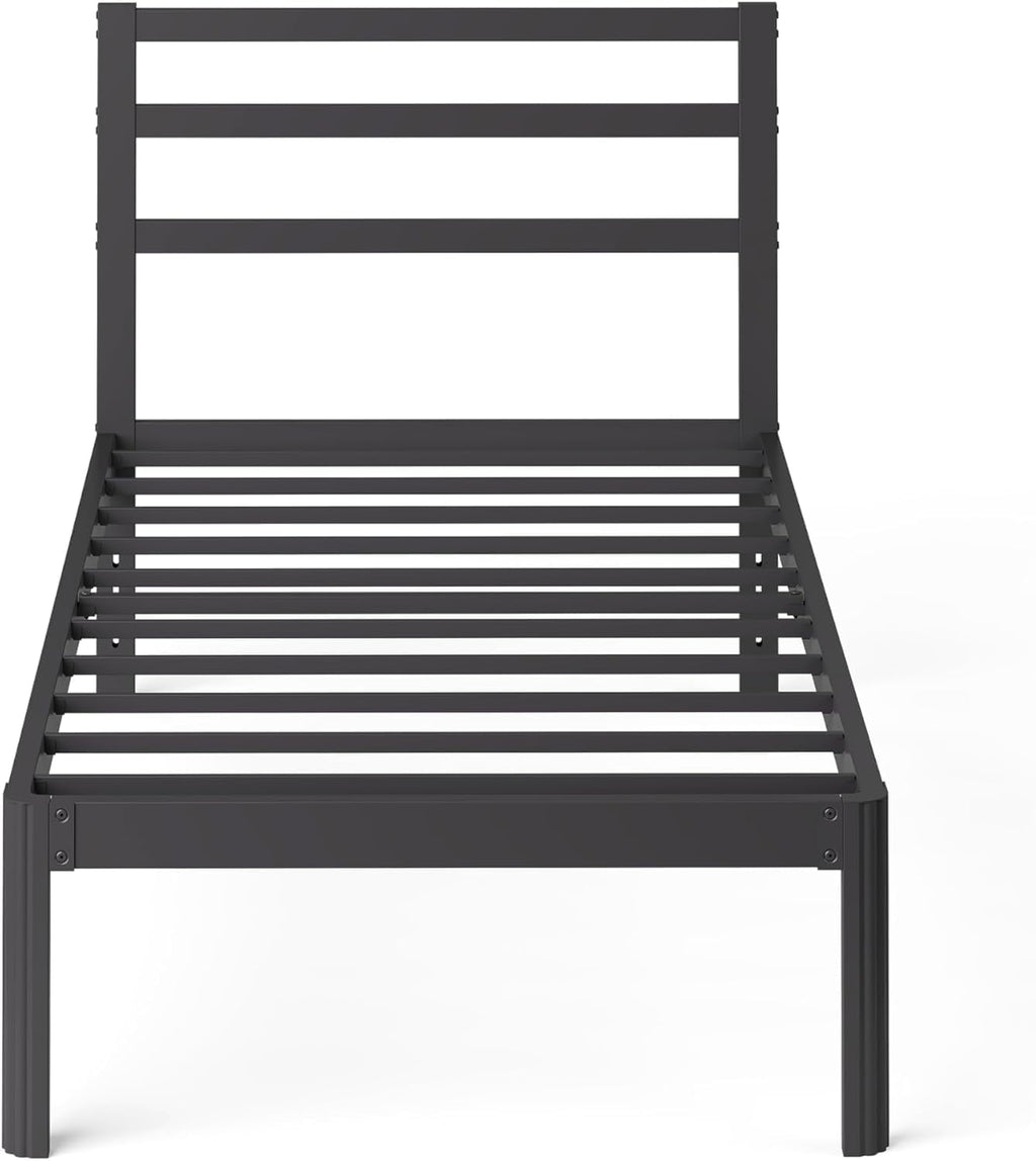 ZIYOO 18 Inch Twin XL Metal Bed Frame with Headboard, 1500 LBS Heavy Duty Platform Bed, Noise Free, No Box Spring Needed, Easy Assembly, Black for Hotel Bedroom Guest Room