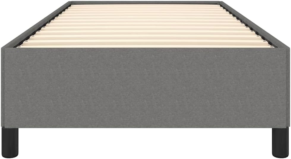 Twin Bed Frame Dark Gray Upholstered Platform Bed Frame with Slatted Base No Box Spring Needed Sturdy Fabric Bedframe for Bedroom Furniture