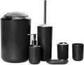 Vanity Bathroom Decor, Bathroom Accessory Set Modern Design 6 Piece Bathroom Accessory Set Toilet Brush Waste Bin Soap Dish Housewarming Gift(Black)