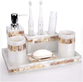 Vanity Bathroom Decor, Light Luxury Shell Bathroom Accessories Set Resin Cup Toothbrush Holder Soap Dispenser Bath Supplies Wash Set Housewarming Gift(6pcs)