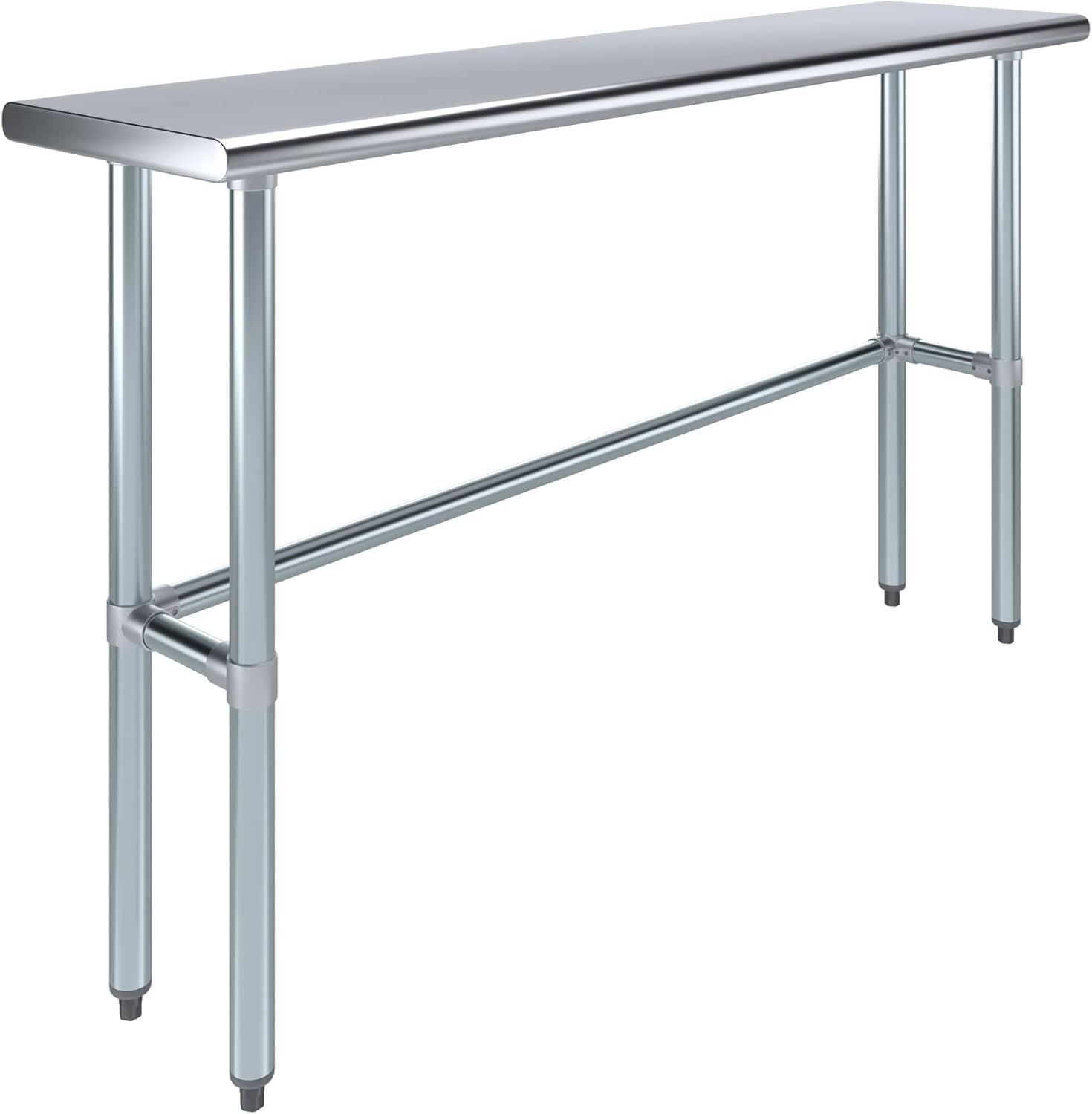 60″ × 14″ Open-Base Stainless Steel Work Table – NSF Certified Narrow Commercial Prep Table with Galvanized Legs for Kitchens, Labs & Food Trucks