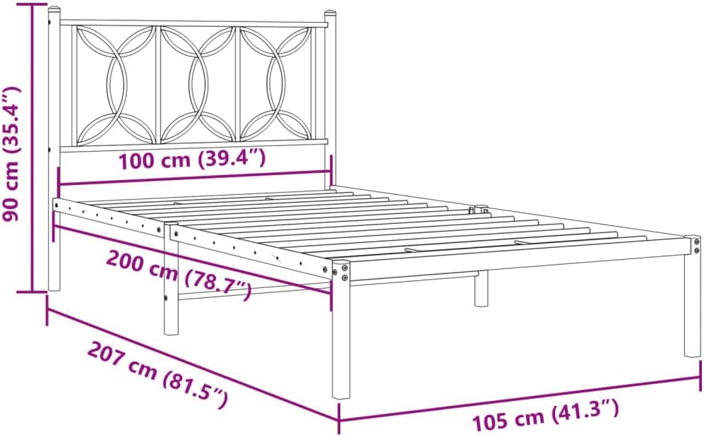 Metal Bed Frame with Headboard Black Twin Size Steel Platform Bedframe Underbed Storage Space Durable Bed Base for Bedroom