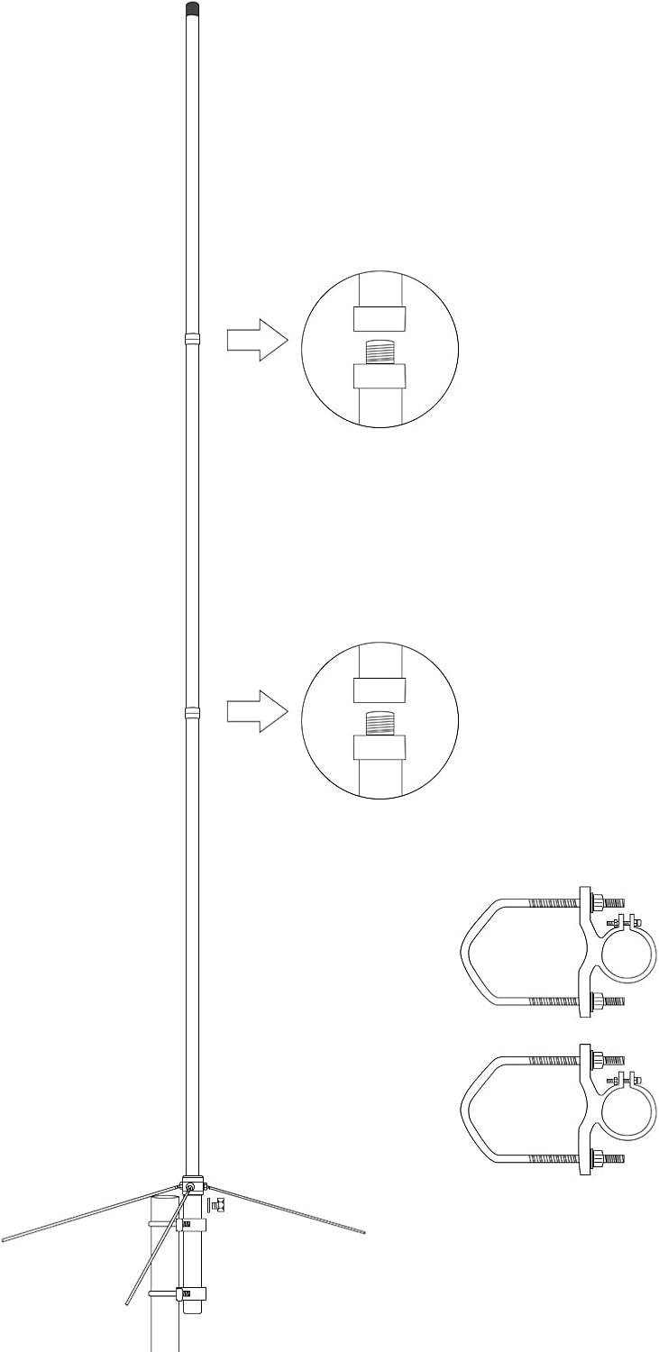 Fiberglass Dual Band Antenna, Outdoor 2Meter 70CM Base Antenna, 5.5/8.5dBi UHF-Female (SO239) Roof Antenna with Bracket Mount for Kenwood Yaesu Motorola Mobile Transcevier