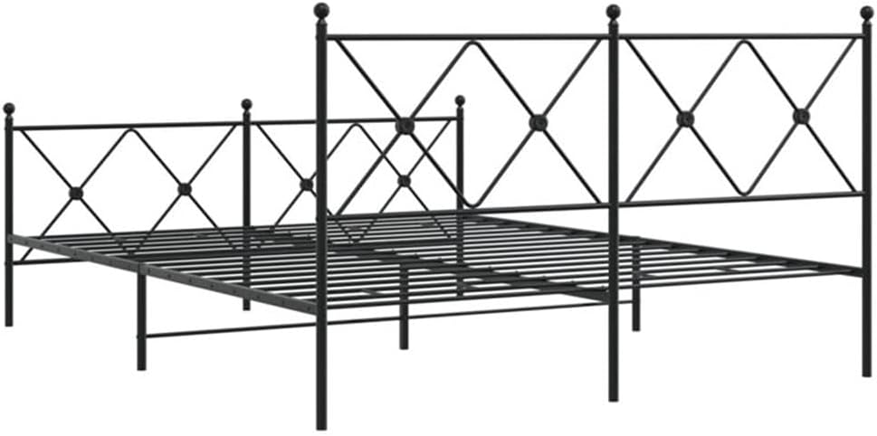 BOWERY HILL Rectangular Powder-Coated Steel King Bed Frame, Black Finish, Sturdy Metal Construction, Headboard and Footboard, Spacious Under-Bed Storage, Easy Assembly, Modern Bedroom Furniture