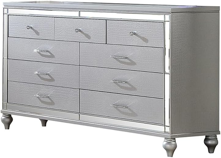 Lavish Modern Style 5 Pc King Bedroom Set Made with Fireplace in Headboard TV Stand in Footboard with Wood in Grey