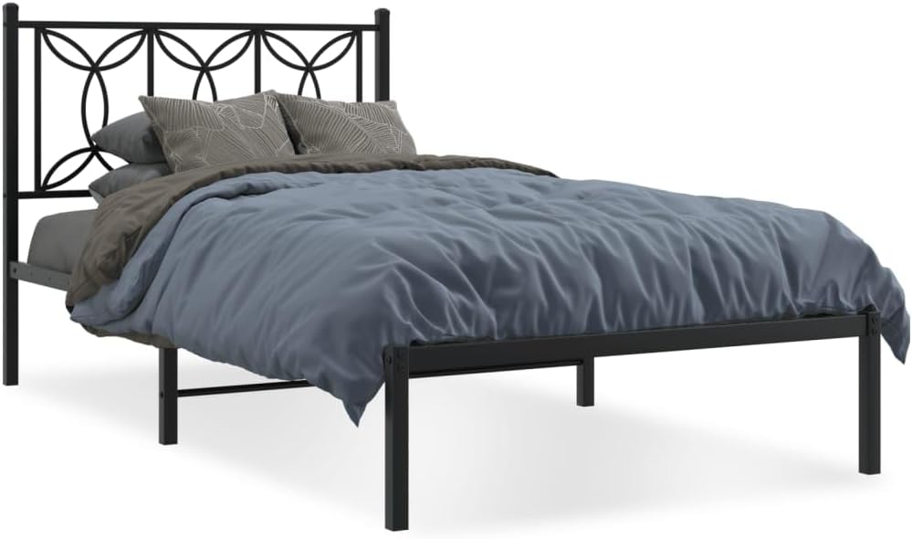 Black Steel Twin Bed Frame with Underbed Storage, Modern Metal Bedframe for Bedroom, Sturdy Rectangular Design