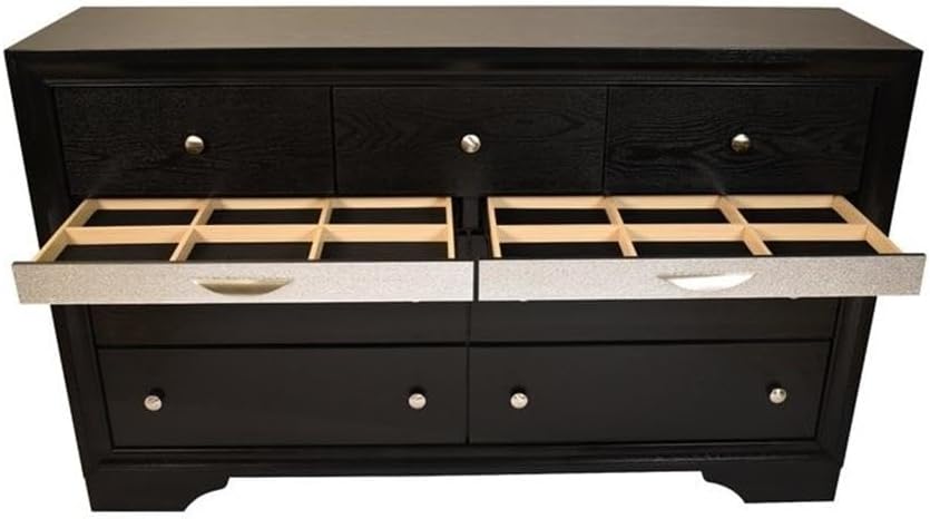 Matrix Traditional Style King 4 PC Storage Bedroom Set in Black Made with Wood