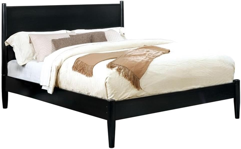 Furniture of America FOA Belkor 2-Piece Black Solid Wood Bedroom Set - Cal King + Nightstand