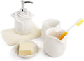 Vanity Bathroom Decor, Bathroom Accessory Set 4pc Bath Accessory Set Soap Dish Lotion Dispenser Tumbler Bathroom Set Modern Design Housewarming Gift(Rose)