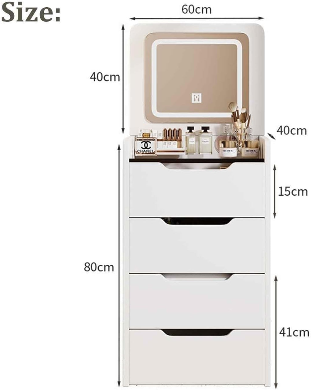 Vanity Desk with Mirror & 3 Drawer Dressing Table with Soft Stool 3-in-1 Corner Vanity Set for Living Spaces Long-Lasting(White)