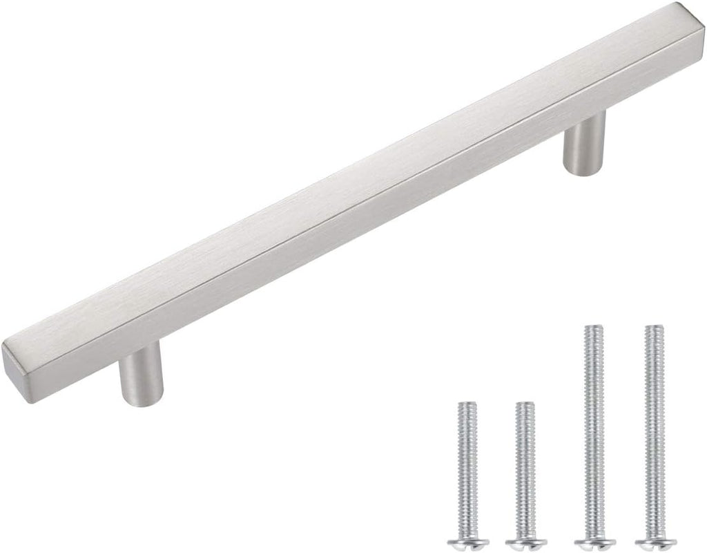 6' Long Square Cabinet Pulls Stainless Steel Square Drawer Pulls Brushed Nickel Cabinet Pulls for Kitchen Closet Door Handle, Dress Wardrobe Hardware (Hole Center:3-3/4' (96mm), 50 Pack)