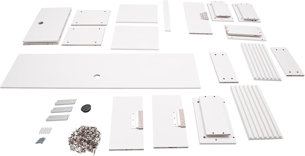 Wall Mounted Desk, Floating Work Table, Small Spaces Hanging Workbench with Pull-out 2 Drawers, Mount Computer Laptop Desks, Wall-mounted Corner Book Shelf for Bedroom Student Dormitories (White)
