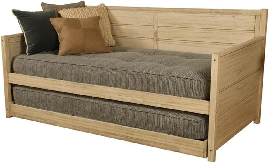 Kodiak Furniture Marisa Wood Daybed w/Trundle in Weathered White w/Mattresses