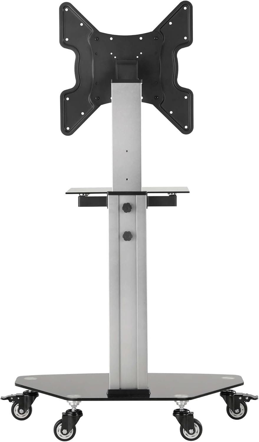 Tripp Lite Mobile Rolling TV Stand Cart with Mount for 32' – 55' Televisions, Elegant Glass Base and Shelf, Adjustable 50' – 62' Height, Durable Steel, 5-Year Warranty (DMCS3255SG62)