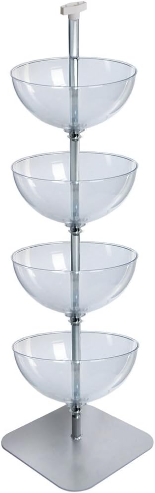 Azar Displays 751604 Product Display Bowls for Retail Stores - Stacked Bowls Floor Standing Mobile Product Display Stand - Produce Merchandisers - 4 Tier Bowl Organizer, '4 tiered 16'' bowl'
