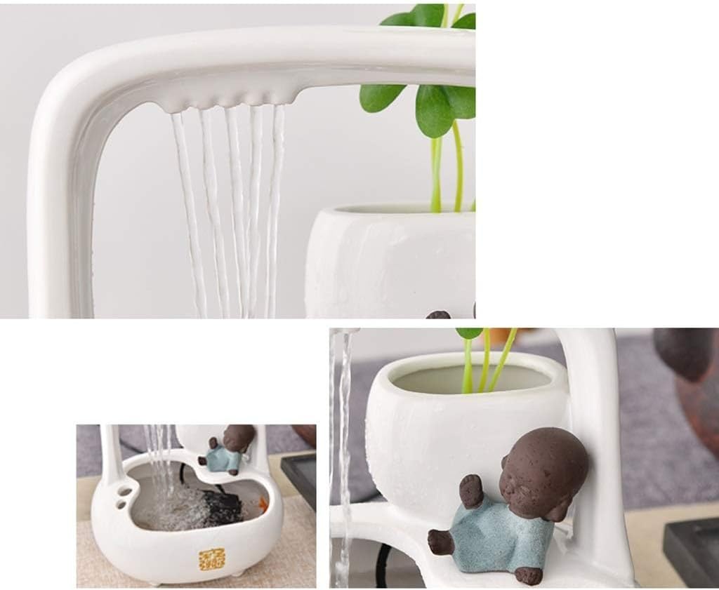 Small Indoor Water Fountain Water Features Outdoor Tabletop Fountain Ceramic Indoor Tabletop Fountain Home Office Zen Decoration Fountain Electric Pump