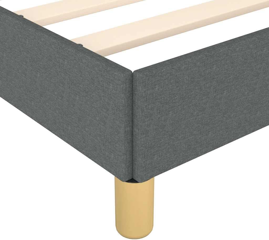 Full Upholstered Bed Frame Dark Gray Polyester Fabric Engineered Wood Modern Platform Bed with Sturdy Plywood Support 4 Pieces Set for Bedroom