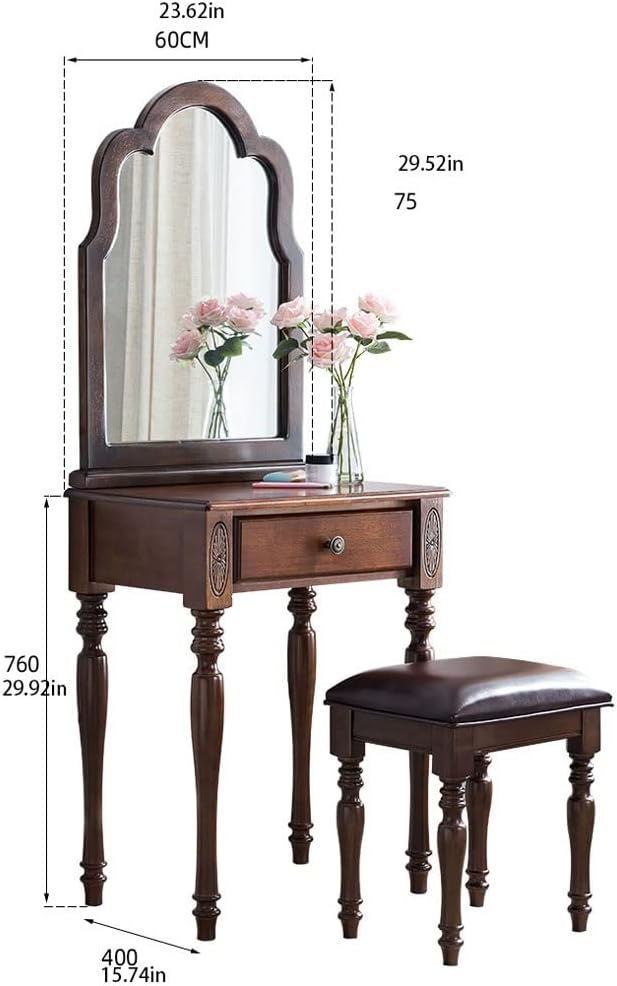 Vanity Benches Dresser Set Modern Minimalist Dressing Table Bedroom Vanity Table, Dressing Table + Makeup Stool + Drawer (Color : A)
