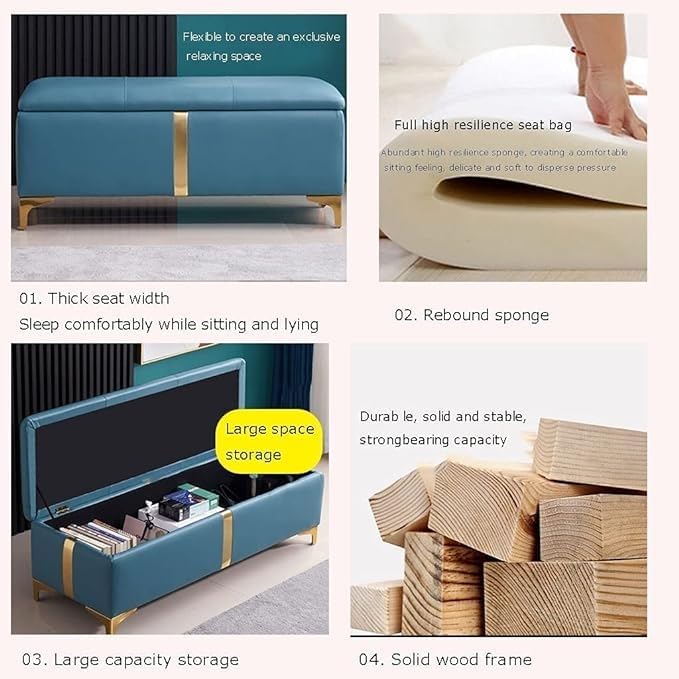 BTZHY Vanity Chair,Ottoman Storage Shoe Bench Sofa Bench Bed End Stool Shoe Bench Makeup Bench Long Chair Soft Sofa Bedroom Bed End Stool Foot Rest Stool Seat