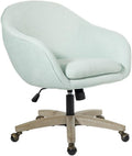 Pemberly Row Mint Blue Fabric Office Chair, 25.88' W x 27.13' D x 35.88' H, Rustic Gray Brush Wood Base, Plush Comfortable Seat, Sophisticated Design, Adjustable Height, Modern Home Office Seating