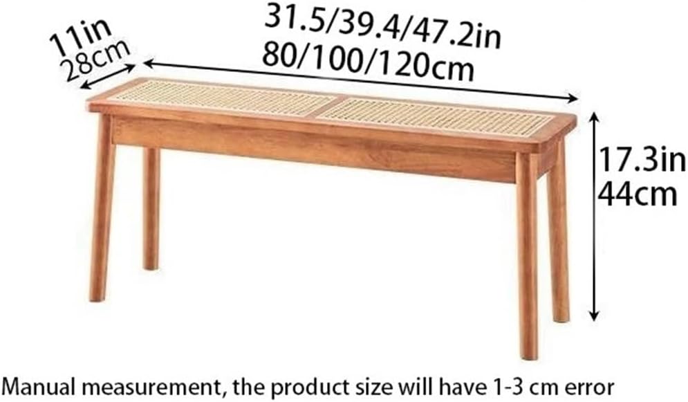 Stool, Rattan Bench Faux Rattan Weaving Design Dining Bench Simple Corner Bench with Rounded Corner Entrance Bench for Kitchen Entrance Corridor(Brown,31.5in)